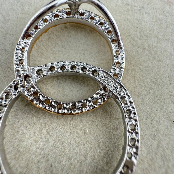 Two-Tone Sterling Silver Cubic Zirconia Interlocking Circle Pendant Necklace - Picture 5 of 6